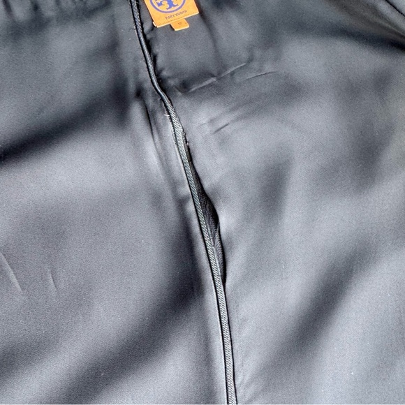 Tory Burch Lottie Turquoise Embroidered Yoke Black Silk Shift Mini Dress Size 12 - Picture 13 of 16